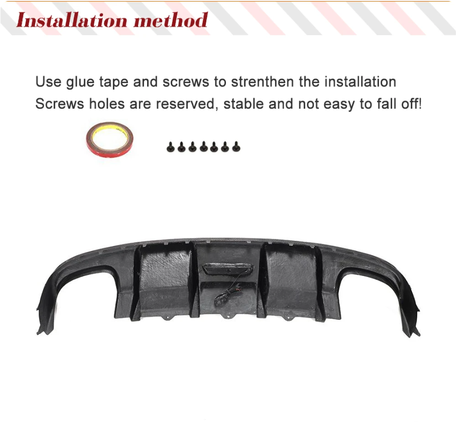 Car Rear Bumper Diffuser Lip Spoiler Lower Lip Spoiler Valance Protector for Audi S4 B8 2008-2012 With Brake Light