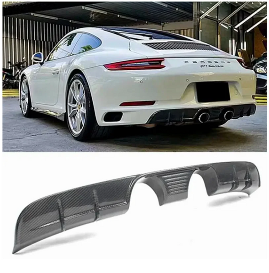 REAL CARBON FIBER REAR BUMPER TRUNK LIP SPOILER DIFFUSER COVER For Porsche 911 991.2 Carrera 2016 2017 2018