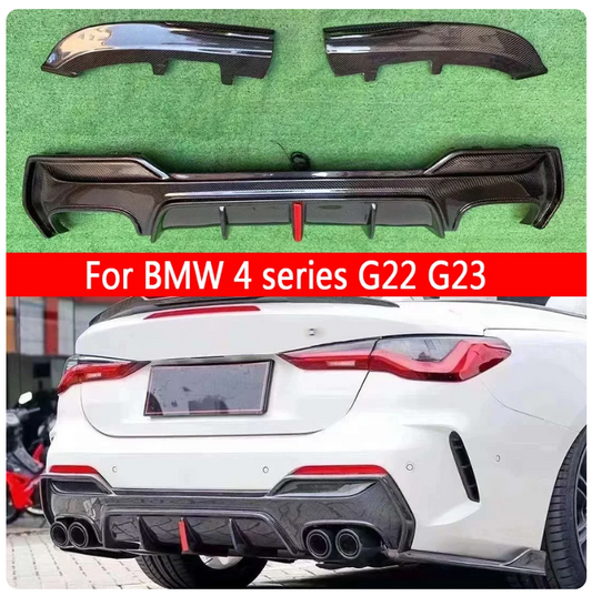 BMW 4 Series G22 G23 420 425i Carbon Fiber With lights Car Rear Bumper Diffuser Rear Splitters Spoiler Back lip body kit